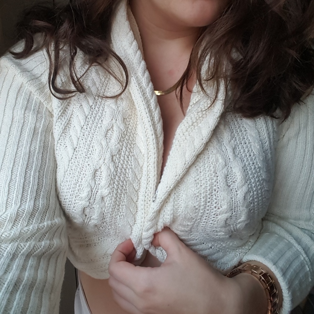 Izod Crop Cream Sweater